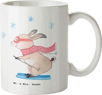 Produktbild von Mr. & Mrs. Panda Kaffeetasse Skilehrer Herz - Weiß - Geschenk, Becher, Kaffeebecher, haferl, Teetasse, Tasse