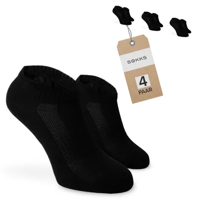 SOKKS Quarter Sneakersocken Schwarz aus Baumwolle — 4 Paar Set