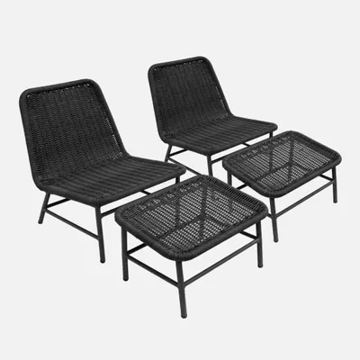 Immagine prodotto di Set 2 poltrone da giardino con poggiapiedi in alluminio e corda, Antracite
