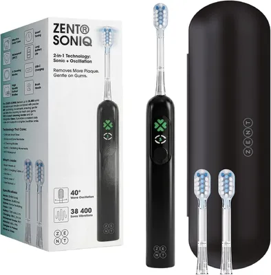 Produktbild von Elektrische Zahnbürste,38.400 VPM Oszillation,IPX7,4 Reinigungsmodi, Elektrische Zahnbürste mit Reiseetui, USB-C Ladekabel,2 Bürstenköpfe,30 Tage Akku