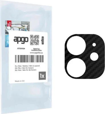 A product packaging with a camera lens protector shown next to it.