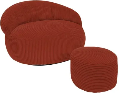 Produktbild von Sitzsack XXL mit abnehmbarem Cordbezug BANANAIR 110x100 cm + Fußhocker rot