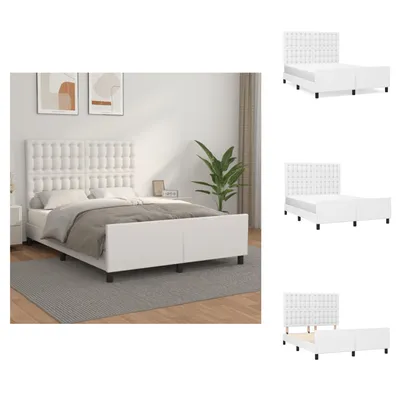 Obrázek produktu pro vidaXL Rám postele s čelem bílý 140x190 cm Imitace kůže - Postele a rámy postelí