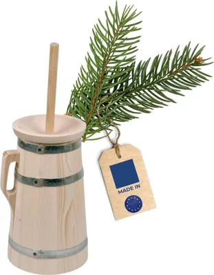 Produktbild von Hofmeister Butterfass 2 Liter Fichtenholz Butter selber machen Butterstampfer