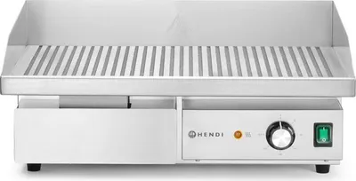Image de Plaque de cuisson rainurée, HENDI, gamme économique, 220-240 V/3000 W, 550 x 430 x (H) 240 mm