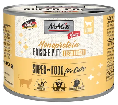 Produktbild von MAC's CAT SENSITIVE PUTE, Adult, jede Rasse, Truthahn, 200 g, Getreidefrei