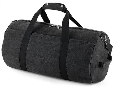 Produktbild von BagBase BG655 | Reisetasche Vintage Canvas Barrel Bag - 28 x 49 x 28 cm - Farbe: Vintage Black - Größe: 28 x 49 x 28 cm