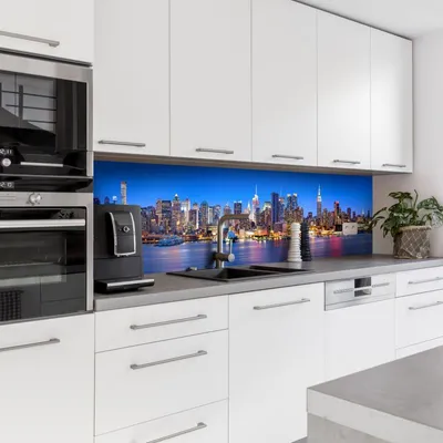 Produktbild von Dedeco Küchenrückwand Motiv: NewYork V1, 3mm Aluminium Alu-Platten als Spritzschutz Küchenwand Verbundplatte wasserfest, inkl. UV-Lack glänzend, alle Untergründe, 220 x 60 cm