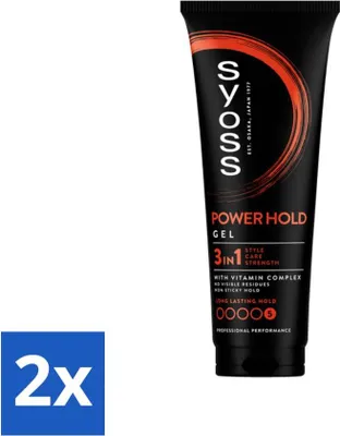 Image de Syoss - Power Hold - Gel coiffant - Fixation extra-forte - 250 ml - Pack avantage - 2 pièces