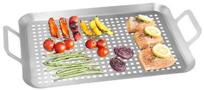 Produktbild von bremermann Grillplatte 43 x 25 x 5 cm Edelstahl Grillkorb Grillpfanne