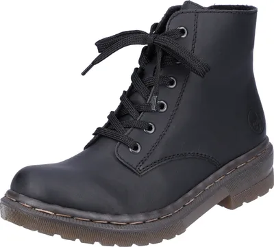 Image de Rieker Damen Stiefelette Schnürboot fermeture éclair semelle transparente 78240, Taille:38 EU, Couleur:Noir