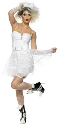 Produktbild von 80er Jahre Damenkostüm weiß mit Tütü Kostüm 80iger Girl Gr. M / 40 - 42