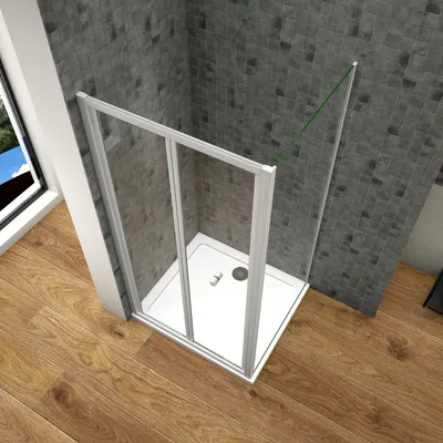 Produktbild von Weiß Duschtür Duschwand:80x90cm Duschabtrennung Duschkabine Höhe:185cm Sicherheitsglas