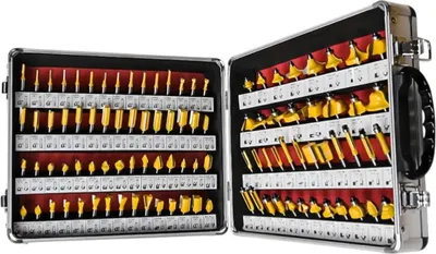 Immagine prodotto di RealG RC-K-1395 Set di frese sagomate per legno, 100 pezzi, 1/4 di pollice, HSS