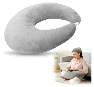 Produktbild von Ergonomisches Crealis-Kissen, Lesekissen, Gaming-Armstütze, Häkelkissen, Stützkissen für Lesen, Spielen, Arbeiten und Häkeln (Grau)