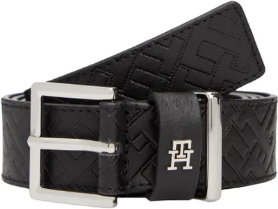 Image de Ceinture femme Tommy Hilfiger, modèle Square, 3,0 cm de largeur, en cuir, couleur noire (Black), longueur 85 cm