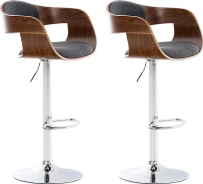 Produktbild von 2er Set Barhocker Kingston C Stoff walnuss/dunkelgrau