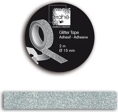 Produktbild von 2 Glitzer-Dekobänder 2 m x 15 mm - silber