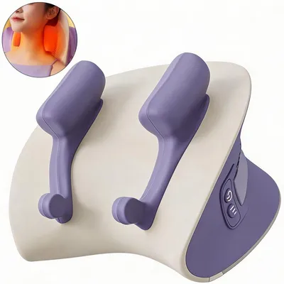 Produktbild von Nackenmassagegerät kabellos mit Wärmefunktion, Schulter- & Nacken Massagekissen, 3 Intensitäten, 2000mAh Akku