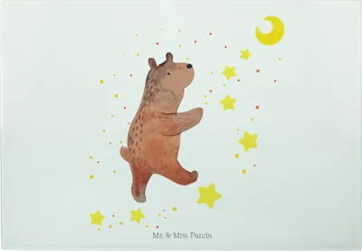 Produktbild von Mr. & Mrs. Panda Schneidebrett Glas Bär Träume - Weiß - Geschenk, schneidbrett, Großes, Frühstücksbrett, Teddy, Glasschneidebrett, Traum, Traumdeutung, Servierplatte