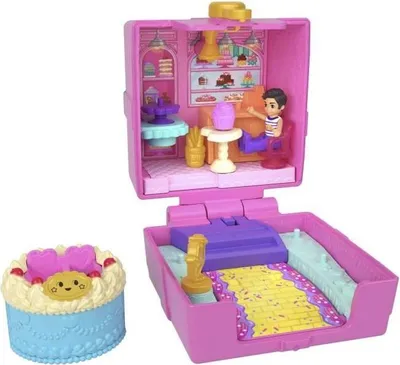 Produktbild von Polly Pocket Spielset mit Mini-Figur, Fahrzeug und 3 Zubehörteilen, Thema Essen, Ab 4 Jahren