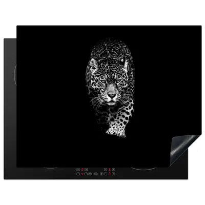 Produktbild von KitchenYeah© Herdabdeckplatte Tiere - Schwarz - Leopard - Weiß - Wild , 77x59cm, Küche Deko, Glaskeramikkochfeld Herdabdeckung, Abdeckplatte fùr Kochfeld