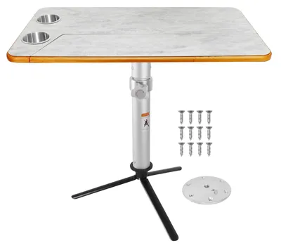 Obrázok produktu pre Skladací stôl pre karavany - 80x39 cm, masívne drevo, nastaviteľná výška 48,5-70 cm, hliníková konštrukcia