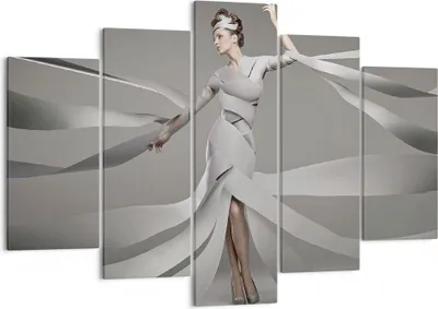 Produktbild von Bild auf Leinwand - Leinwandbild - Frau Modell Streifen Emotionen - 150x100cm - Wand Bild - Wanddeko - Leinwanddruck - Bilder - Kunstdruck - Leinwand bilder - Wandkunst - EA150x100-2612
