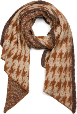 Produktbild von styleBREAKER Damen Web Schal mit Pepita Hahnentritt Muster in asymmetrischer Form, warm Winter weich, Stola 01017135