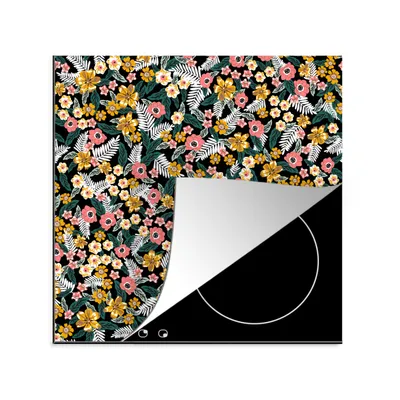 Produktbild von KitchenYeah© Herdabdeckplatte Blumen - Regenbogen - Muster , 78x78cm, Küche Deko, Glaskeramikkochfeld Herdabdeckung, Abdeckplatte fùr Kochfeld