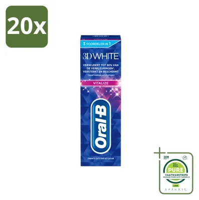 Produktbild von 20 x Oral-B 3D White Vitalize Whitening Tandpasta - 75 ml - Großpackung - 20 Stücke