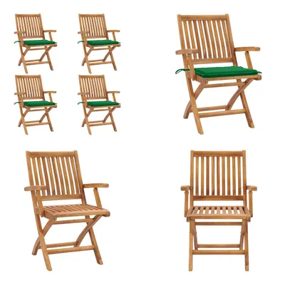 Produktbild von vidaXL Klappbare Gartenstühle mit Kissen 4 Stk. Massivholz Teak - Gartenstuhl - Gartenstühle - Holzstuhl - Holzstühle
