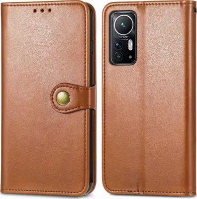 Produktbild von Mobigear Snap Button  Xiaomi 12 Hülle Klapphülle Geldbörse - Braun
