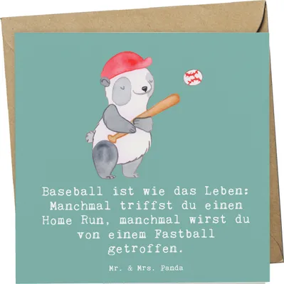 Produktbild von Mr. & Mrs. Panda Grußkarte Baseball Leben - Meeresbrise - Geschenk, faltkarte, Strategie, Leidenschaft, anlasskarte, Sportler, Glückwunschkarte, Sportart, Sportarten