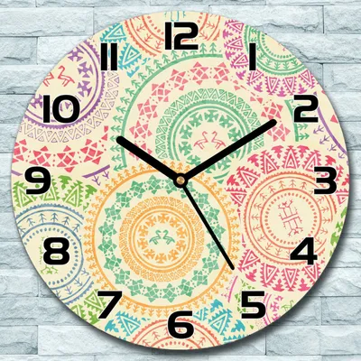 Produktbild von Wanduhr aus Glas Rund fi 30 Marokkanisch Pastell Quarz Deko Schlafzimmer Büro
