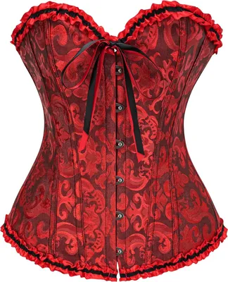 Produktbild von Schwarzes Damenkorsett mit rotem Blumenmuster, verstellbar, Größe XS