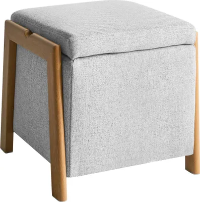 Produktbild von BELIANI Pouf Hellgrau Stoff Gepolstert Quadratisch 40x40 cm Modernes Design Deko Polsterhocker Sitzpouf Sitzhocker Fußhocker Wohnzimmer Schlafzimmer
