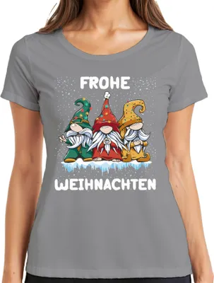Produktbild von Frohe Weihnachten Gnome Wichtel Schweden - Weihnachten Weihnachtsgeschenk Christmas Damen T-Shirt, Grau, L