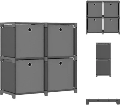 Image de vidaXL Étagère cubique avec 4 boîtes Gris 69x30x72,5 cm Tissu - Bibliothèques & Armoires à livres