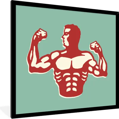 Produktbild von MuchoWow® Gerahmtes Poster Eine Illustration eines Mannes beim Bodybuilding 80x60 cm - Poster mit Schwarzem Bilderrahmen Wandposter Rahmen Foto Bilder - Schwarzem - Mit Gestell