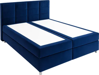 Produktbild von Moebelpaket Bett 160x200 mit Bettkasten, Boxspringbett mit Pocket-Matratze, Eleganter Riviera-Stoff - Dunkelblau - Kollektion Meroo