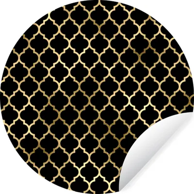 Produktbild von MuchoWow® Runde Wandtattoo - Wandsticker Tapete Aufkleber Muster - Gold - Schwarz Ø 80 cm Selbstklebend und Repositionierbar - Wandaufkleber - Kreis - Mauerkreis - Wand Bilder - Wandsticker - Wohnzimmer Dekoration - Dekoration für die Wände - Aluminium - Babyzimmer
