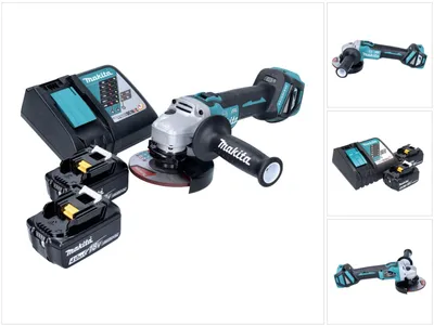 Produktbild von Makita DGA 513 RM Akku Winkelschleifer 18 V 125 mm Brushless + 2x Akku 4,0 Ah + Ladegerät