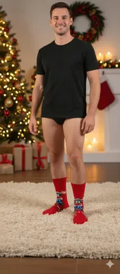 Produktbild von Pofantazjujmy Herren Weihnachts-Socken Baumwolle 2-Paar Rudolf