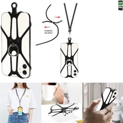 Produktbild von K-S-Trade 3in1 Handykette Handyband Handykordel Halsband Smartphone-Ring Handy-Ring kompatibel mit doro 8035 Fingerhalterung Handyring Tischständer