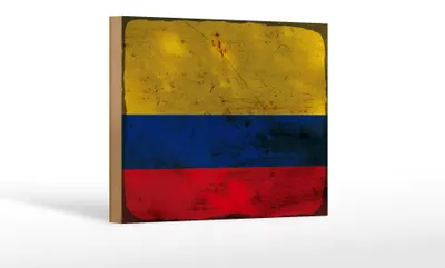 Produktbild von Holzschild Flagge Kolumbien 18x12cm Flag Colombia Rost