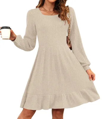 Productafbeelding van AUSELILY: Dames, gebreide jurk, herfstjurk, trui-jurk, winterjurken