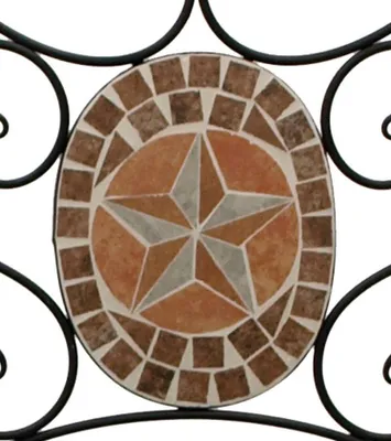 Produktbild von DEGAMO Gartenbank Parkbank Bank LUCCA 2-sitzer, Eisen schwarz mit Mosaikeinlagen terracottafarben, mit Polsteauflage creme
