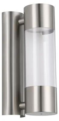 Produktbild von EGLO LED Außen-Wandlampe Robledo, 2 flammige Außenleuchte, Wandleuchte aus Edelstahl und Kunststoff, Farbe: Silber, IP44