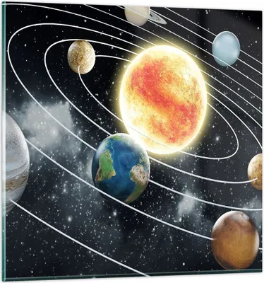 Produktbild von Bilder auf glas - Kosmos Planet - 70x70cm - Glasbilder - Wandbilder - Bilder - Kunstdruck - zum Aufhängen bereit - Wanddekoration aus Glas - Glas Bilder - Wandbild auf Glas - Einteilig - GAC70x70-3646